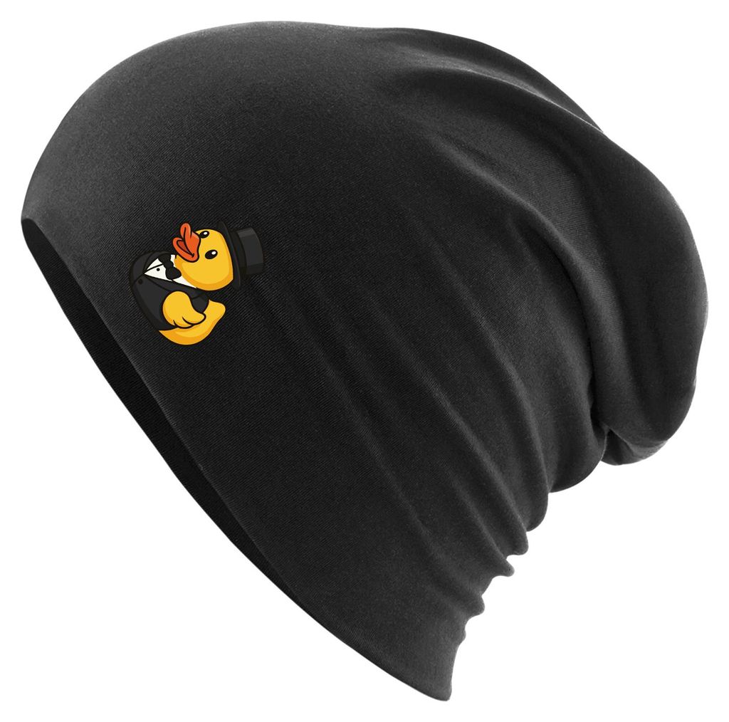 Huuraa Beanie Quietscheente Bräutigam Gummiente Hochzeit Black One Size Baumwolle und Elasthan Mütze Geschenkidee