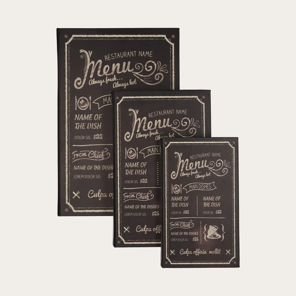 Décoration de Table Basse : Set de 3 Faux Livres Menu pour Buffet