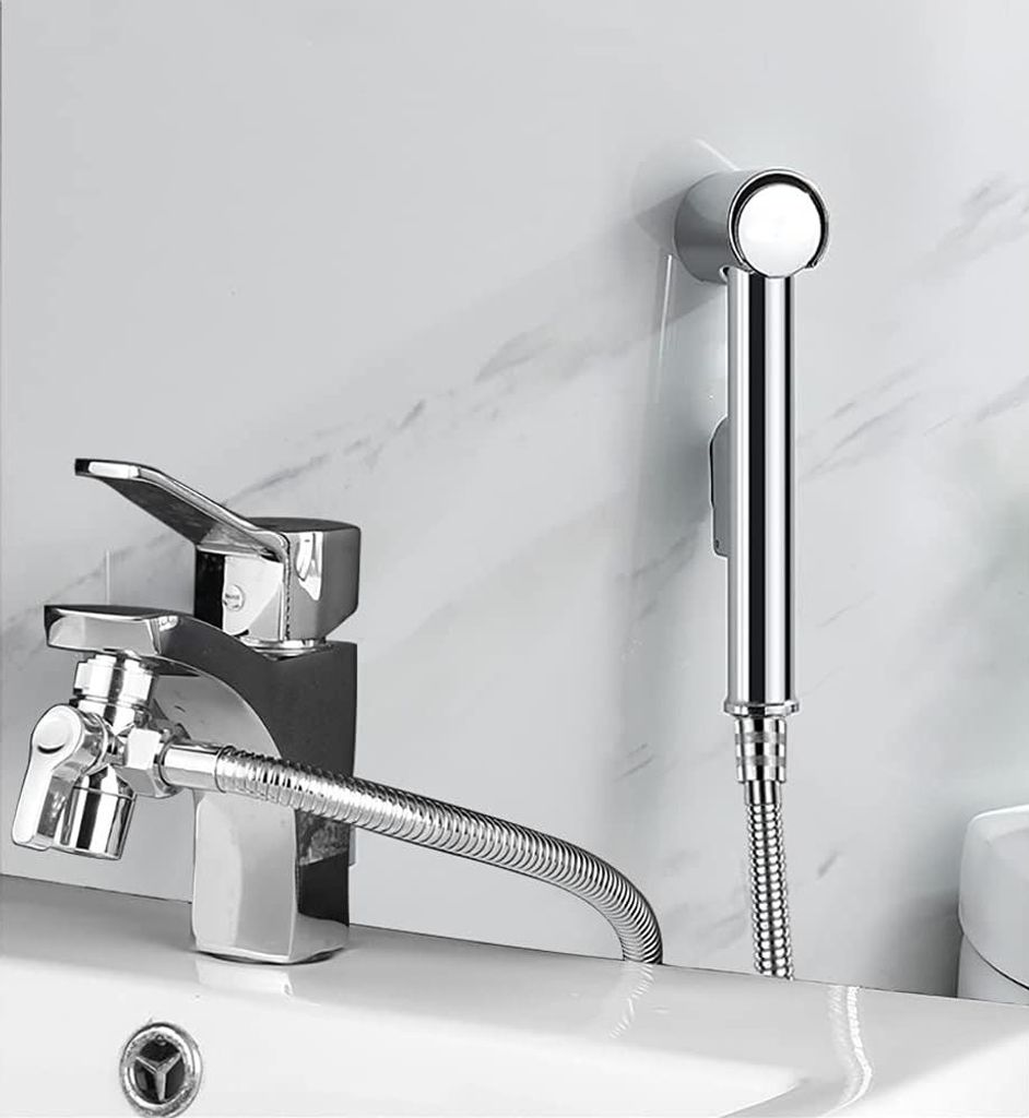 Handbidet-Sprühgerät aus Edelstahl mit Schlauch und Wasserhahn-Diverter für die weibliche Reinigung und Stoffwindelwäsche
