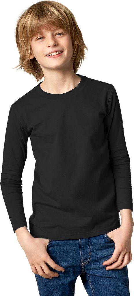 Langarm-Shirt Kinder - schwarz, 116 (5-7 Jahre)