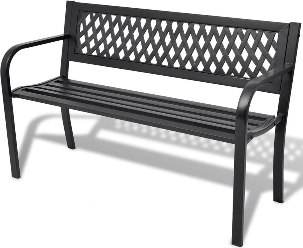 The Living Store Gartenbank 118 cm Stahl Schwarz