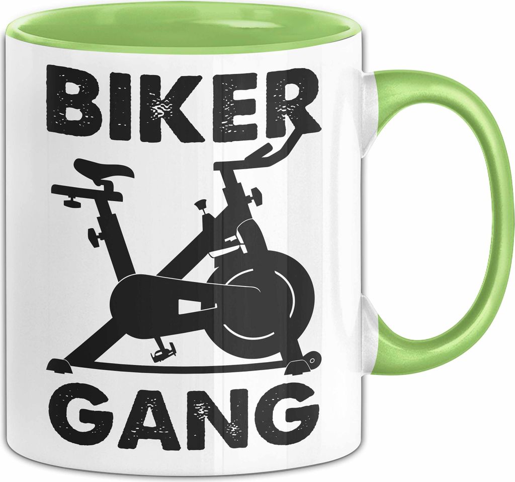 Biker Gang Tasse Geschenk Cardio Zuhause Fitness-Bike Geschenkidee Becher (Grün)