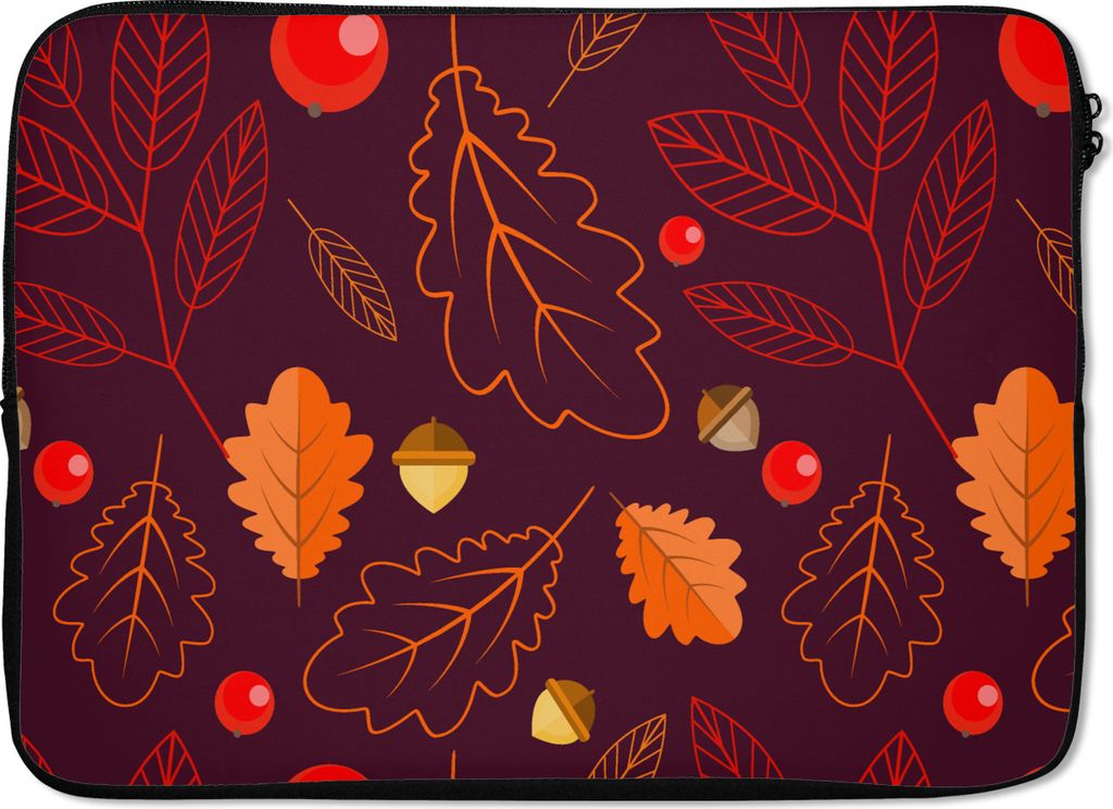 MuchoWow Laptop Hülle 13 Zoll Muster - Herbst - Laub - Mädchen - Kinder - Kinder Laptoptasche - Laptophülle - Sleeve - Rundumschutz