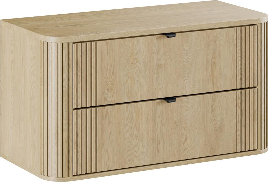 FURNLUX Waschbeckenschrank Ovalia Beige 100cm / Hauptfarbe: Beige / Abmessungen: 100 x 54 x 46 cm