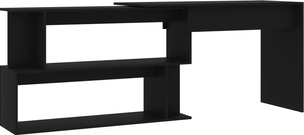 Tavolo Computer Angolare Nero 200x50 - Scrivania Legno Moderna