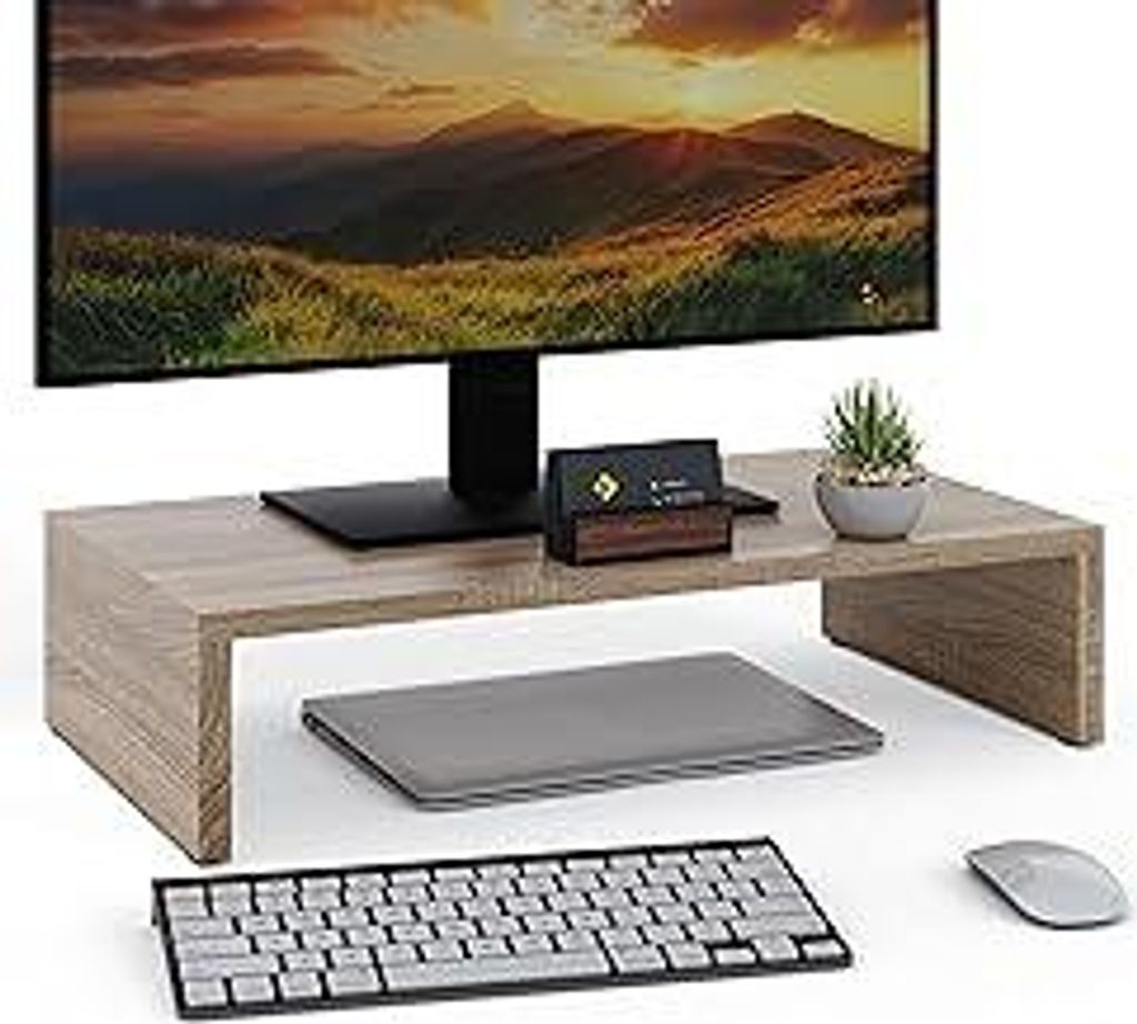ComfortCove Monitorständer, 1-stufiger Monitorständer, Ständer für Computermonitore, Laptopständer, Computerständer, Druckerständer mit Abla...
