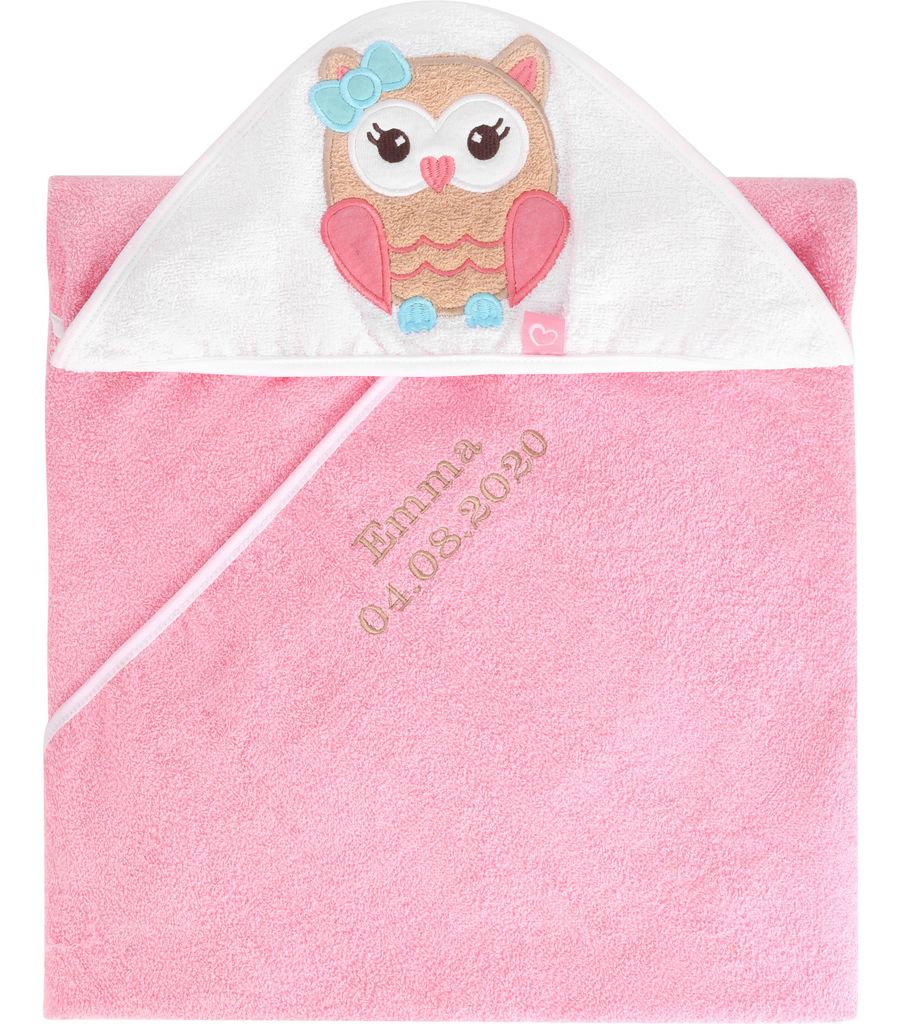 Be Mammy Kapuzenhandtuch Babyhandtuch aus Baumwolle bestickt mit Name und Geburtsdatum Standard 100 100cm x 100cm