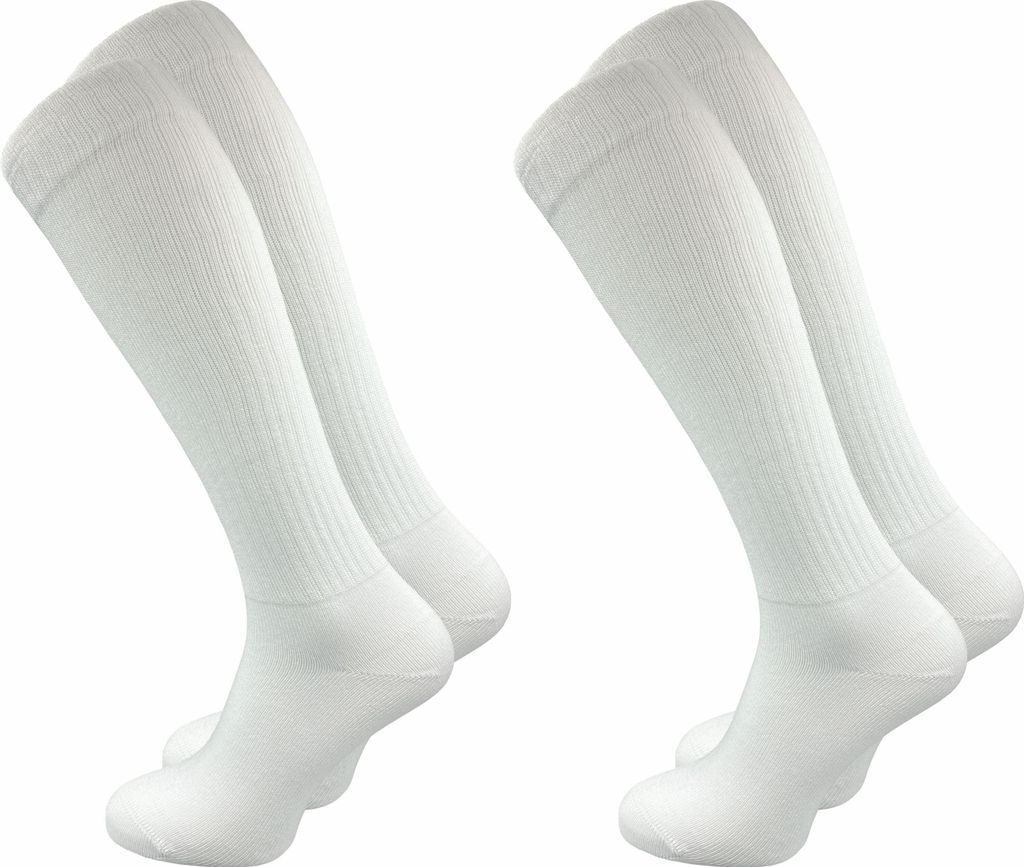 Gawilo Retro Kniestrümpfe mit stylischen Streifen aus Baumwolle | Weiß & schwarz | Damen (2 Paar), Weiss / 35 - 38