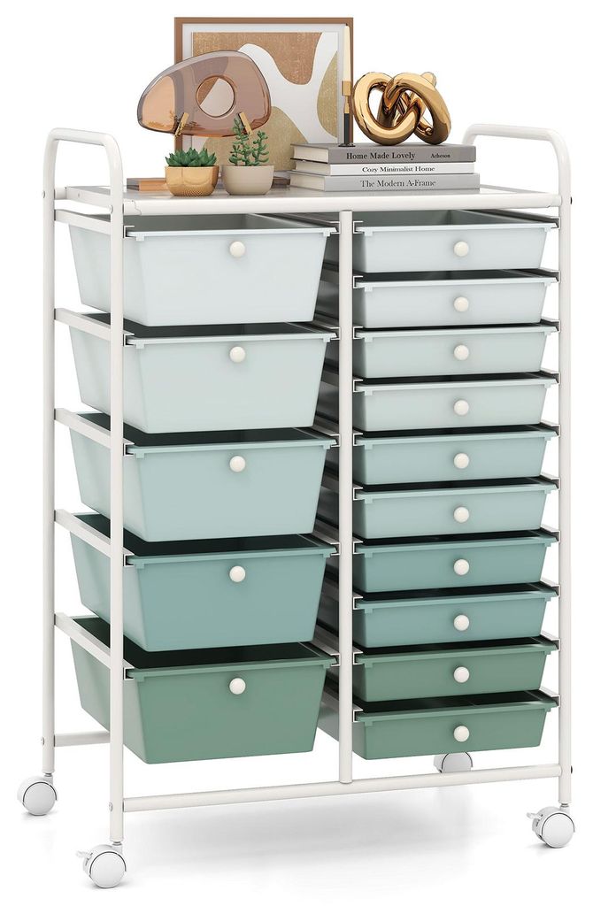 Chariot de rangement COSTWAY avec 12 tiroirs empilables, Image du produit 