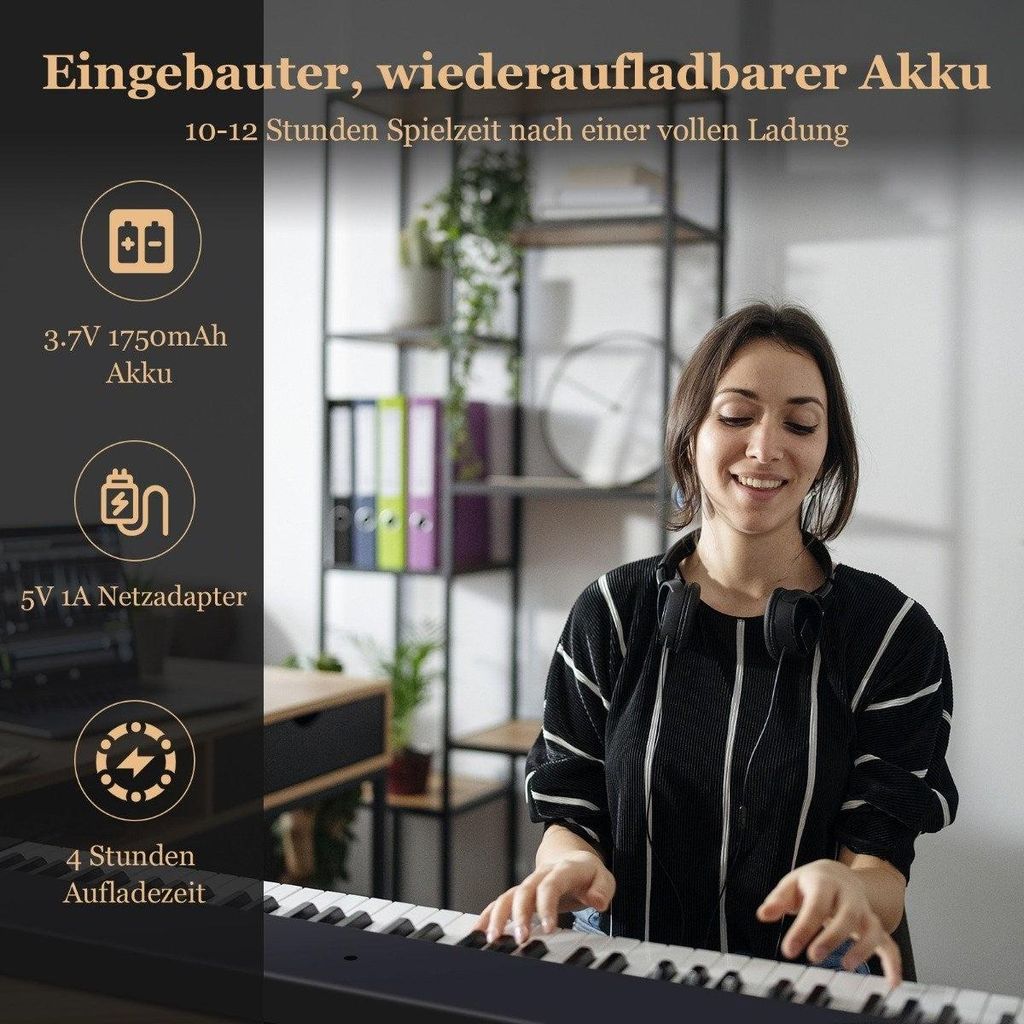 Skládací elektronická klávesnice Skládací s 88 podsvícenými Obrázek produktu 