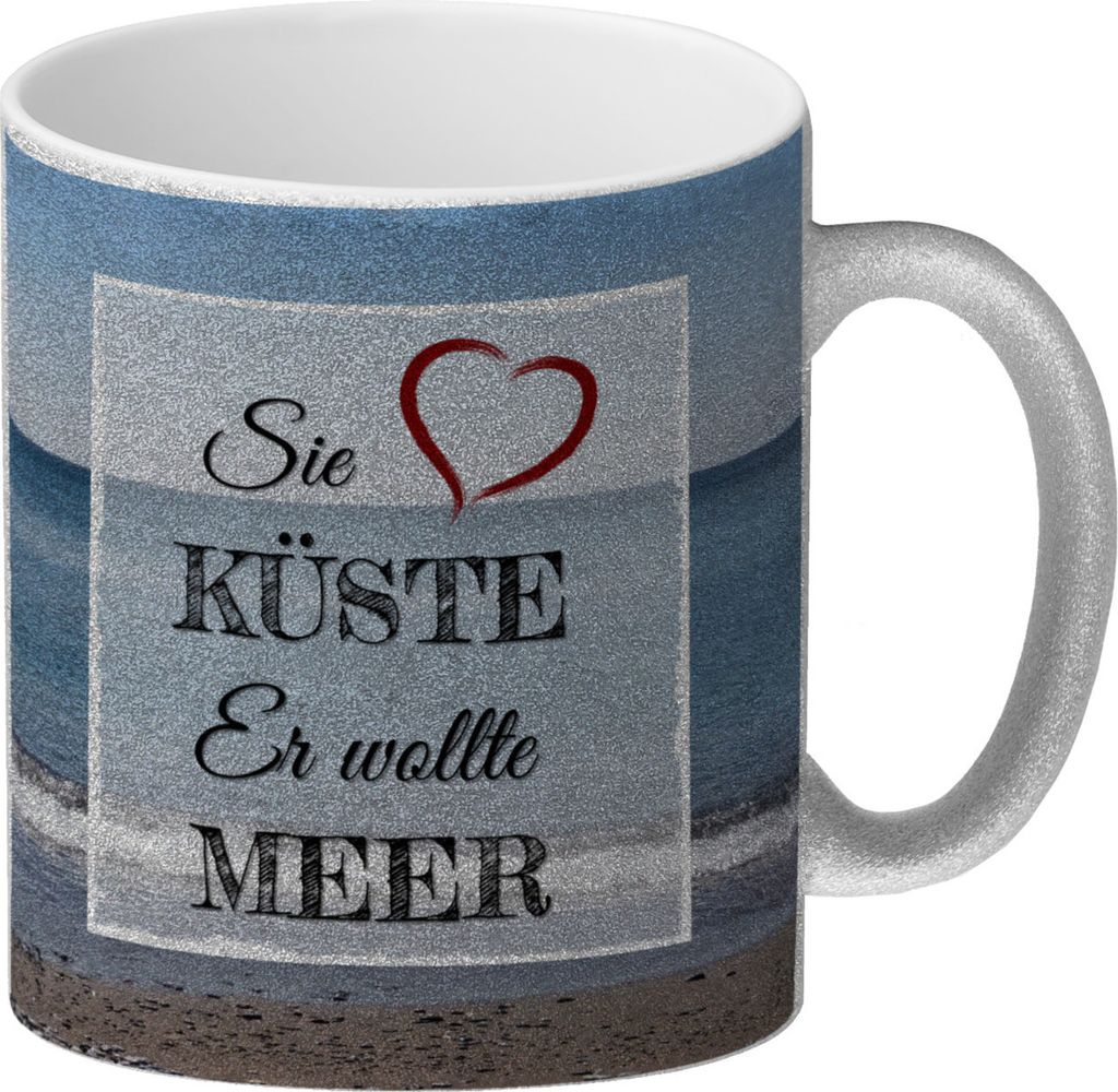 Sie Küste er wollte Meer Glitzer-Kaffeebecher Sie küsste und er wollte mehr.