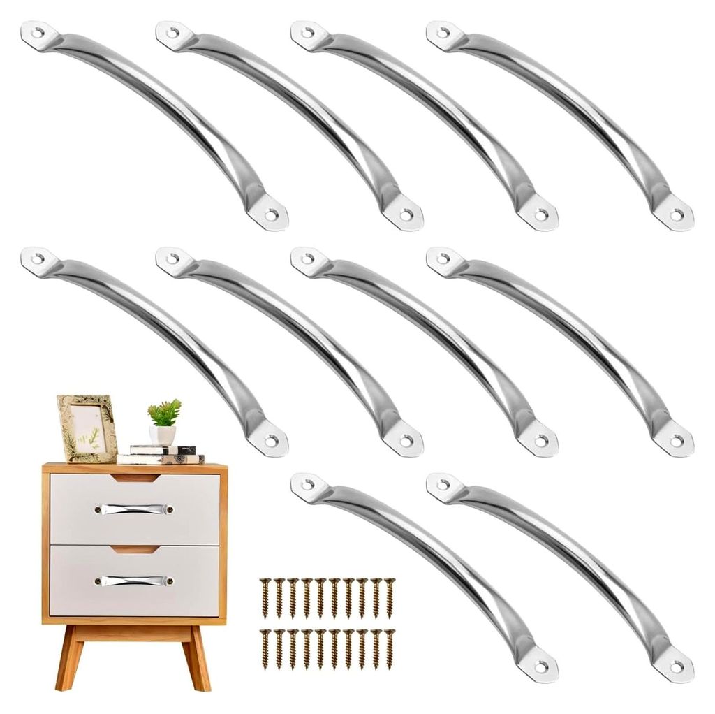 10 Stück Edelstahlgriffe, Schubladengriffe mit Schrauben, Möbelgriffe, Türgriffe, Schrankgriffe Silber, für Küche, Bad, Schlafzimmer, Garage (...