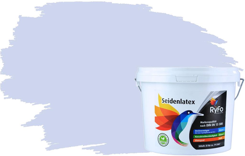 RyFo Colors Seidenlatex Trend Violetttöne Lavendel 3l - bunte Innenfarbe, weitere Violett Farbtöne und Größen erhältlich