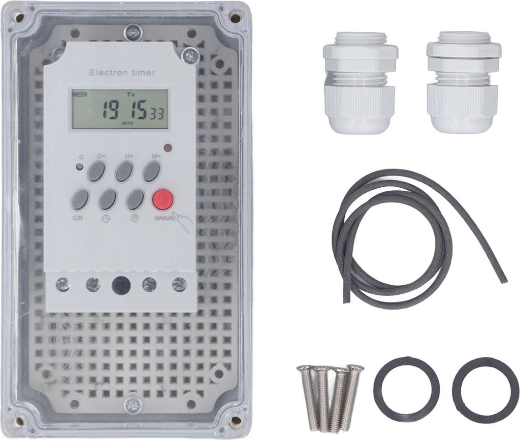 Schwimmbadpumpen-Timer, wasserdichte digitale Zeitschaltuhr, programmierbarer Zeitschalter für Heizung, Spa-Motor, 220 V Wechselstrom