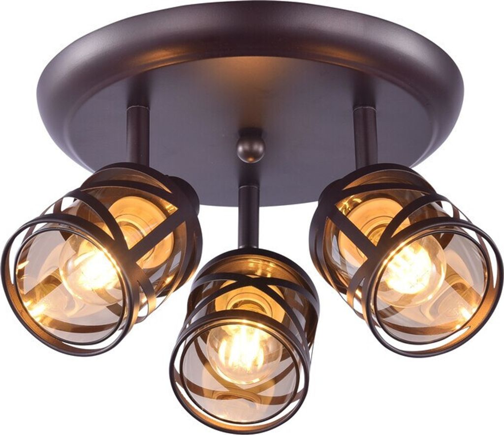 Rabalux 5337 Deckenstrahler 3 Spots Oberon, E14, braun-orange, rund, Industriell, ø360mm