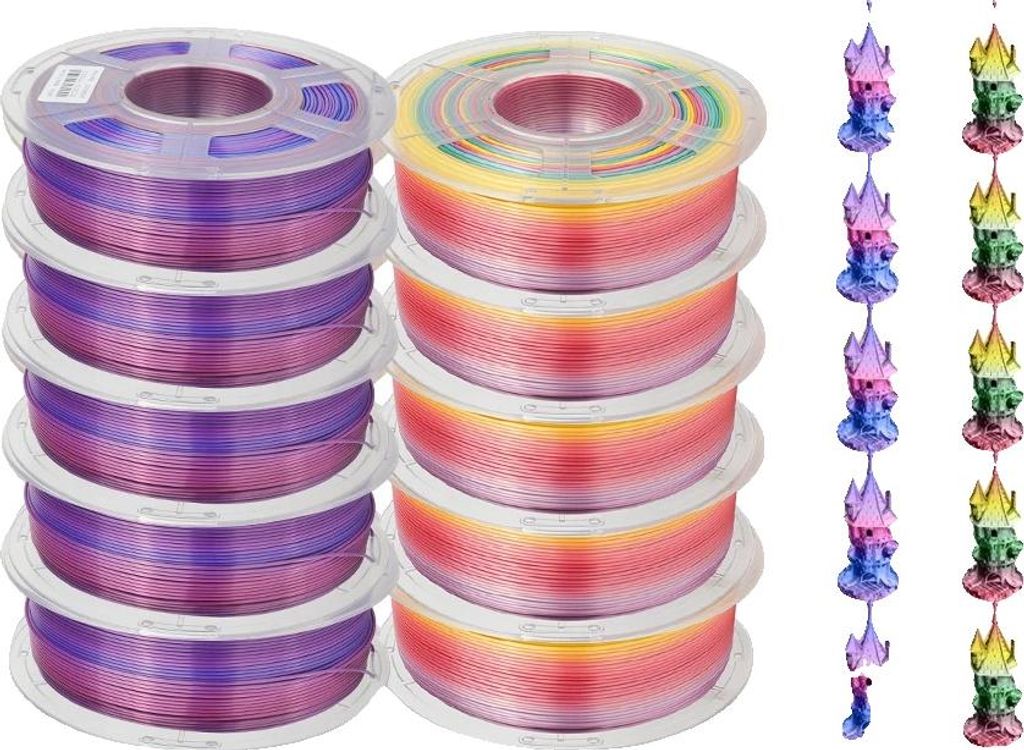 3D-Filament, langlebig, glatte Oberfläche, SILK Regenbogen-Mix