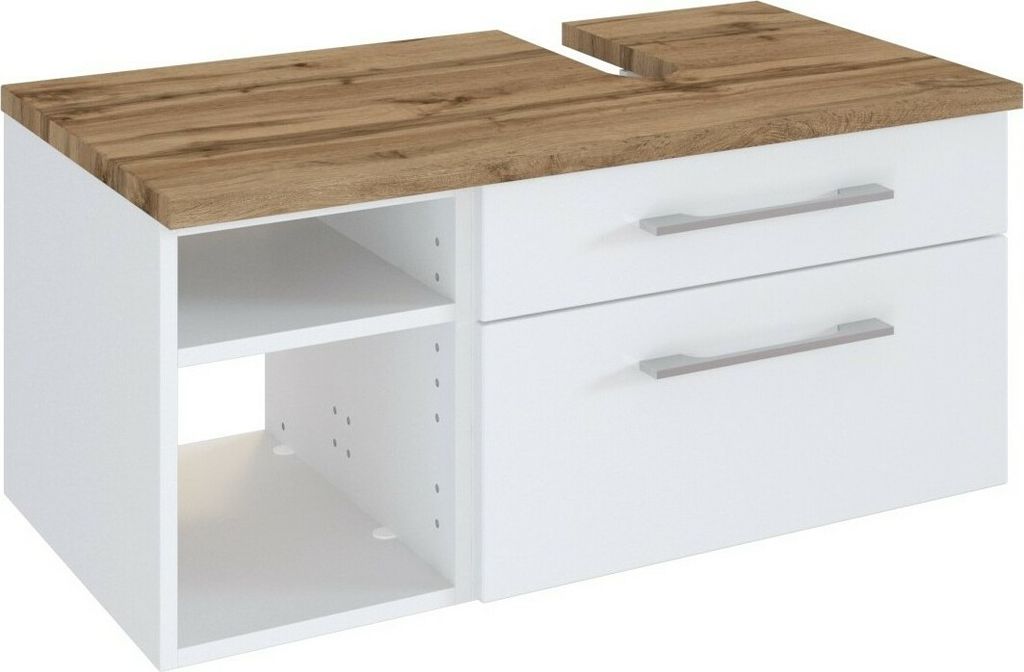 Held Möbel Unterbeckenschrank Davos 90 cm (rechts) weiß/matt weiß