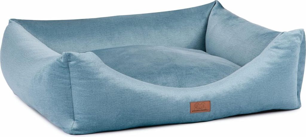 Oaza Velvet Hundebett mit Rand, Haustierbett, Bett, Bodenbett, Hundekissen, Hundesofa, Katzenbett, Hundekörbchen, Hundecouch, M (70x60, Türkis)
