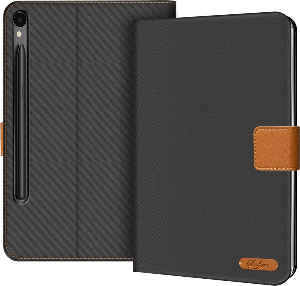 Conie Tablet Klapp Tasche für Samsung Galaxy Tab S9 Kartenfach Rundumschutz Book Hülle mit Aufstellfunktion in Grau