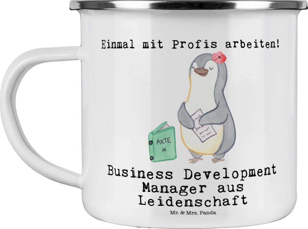 Mr. & Mrs. Panda Pott Business Development Manager Leidenschaft - Weiß - Geschenk, becher emaille, Tasse, Reisebecher, wandertasse, Teetasse