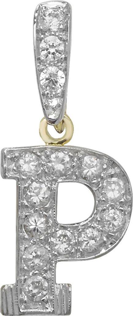 Atemberaubender 9 Karat (375) Gold Buchstaben / Initiale Damen - Anhänger mit Zirkonia; TRS35337LTP