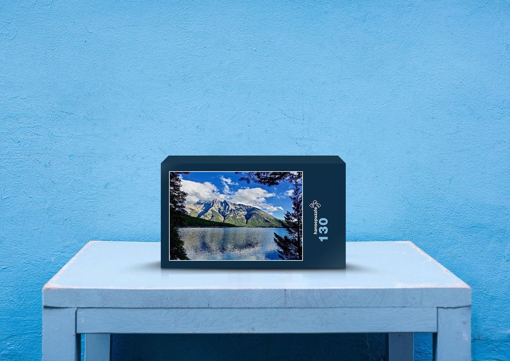 hansepuzzle 22813 - Bergsee Puzzle, 130 Teile, Natur, 28,7 x 20,0cm mit hochwertiger Aufbewahrung, Kartonbox und wiederverschließbarem Beutel