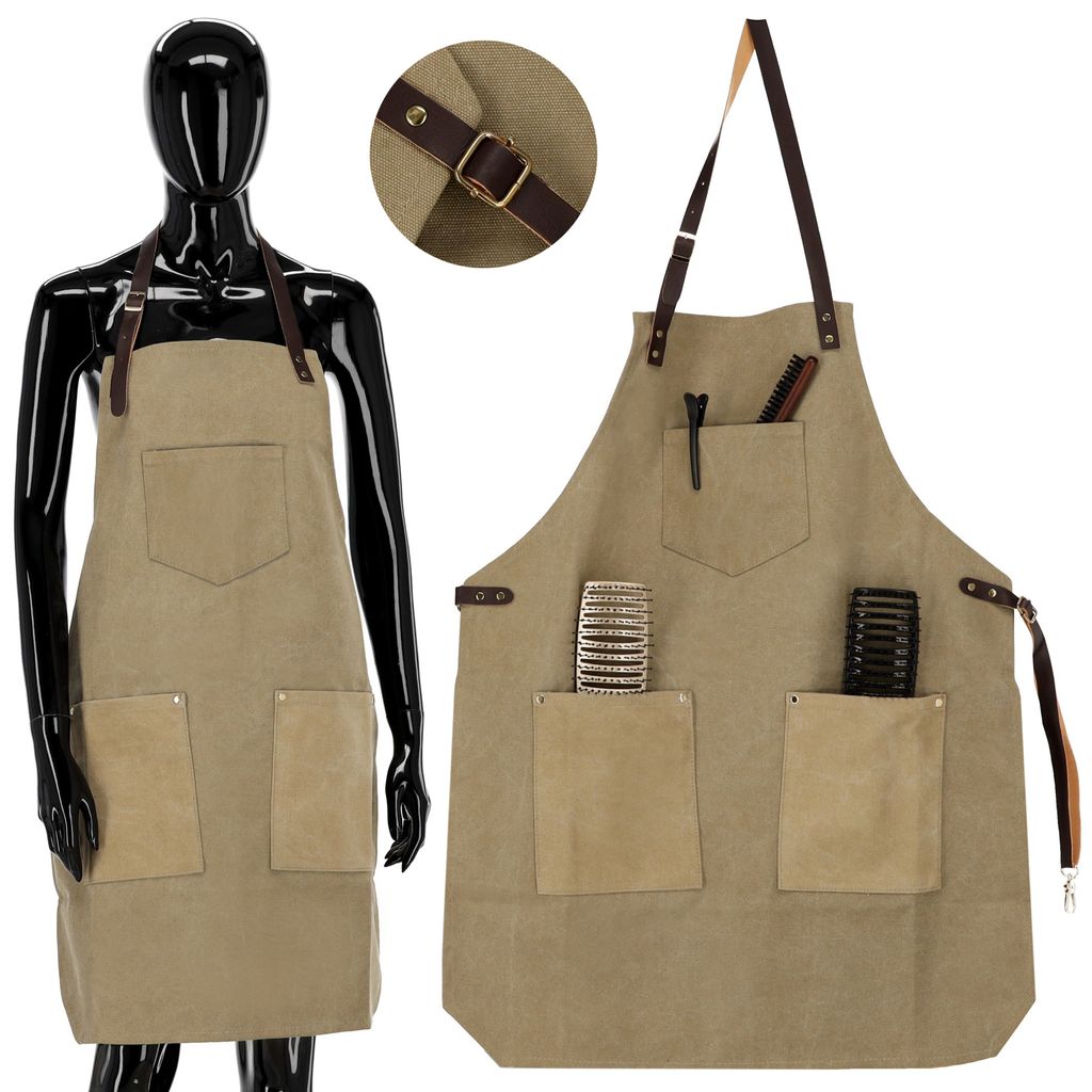 Lederschürze Kunstleder Barberschürze Arbeitsschürze Grillschürze aus Leder Gepard Grün