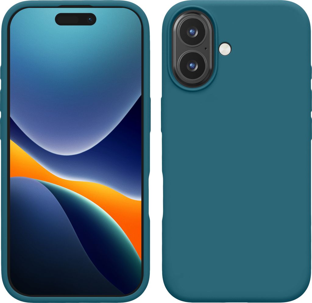kwmobile Handyhülle für iPhone 16 Plus Hülle, für iPhone 16 Plus Case - Hülle Silikon - kabelloses Laden - Petrol matt