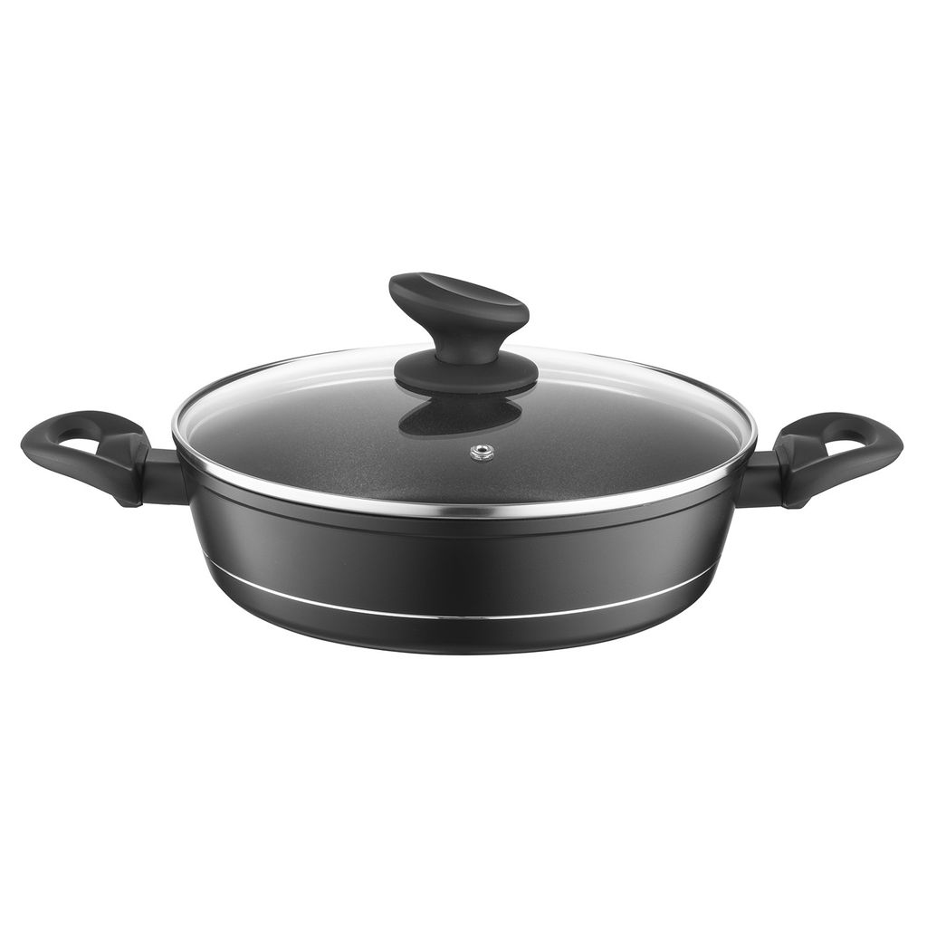 FLORINA Aluminium Topf (3,5 l) 28 cm I Kochtopf DELUX mit Glasdeckel I Messbecher & Antikratz-Beschichtung I Niedriger Topf mit Induktionsboden I I...