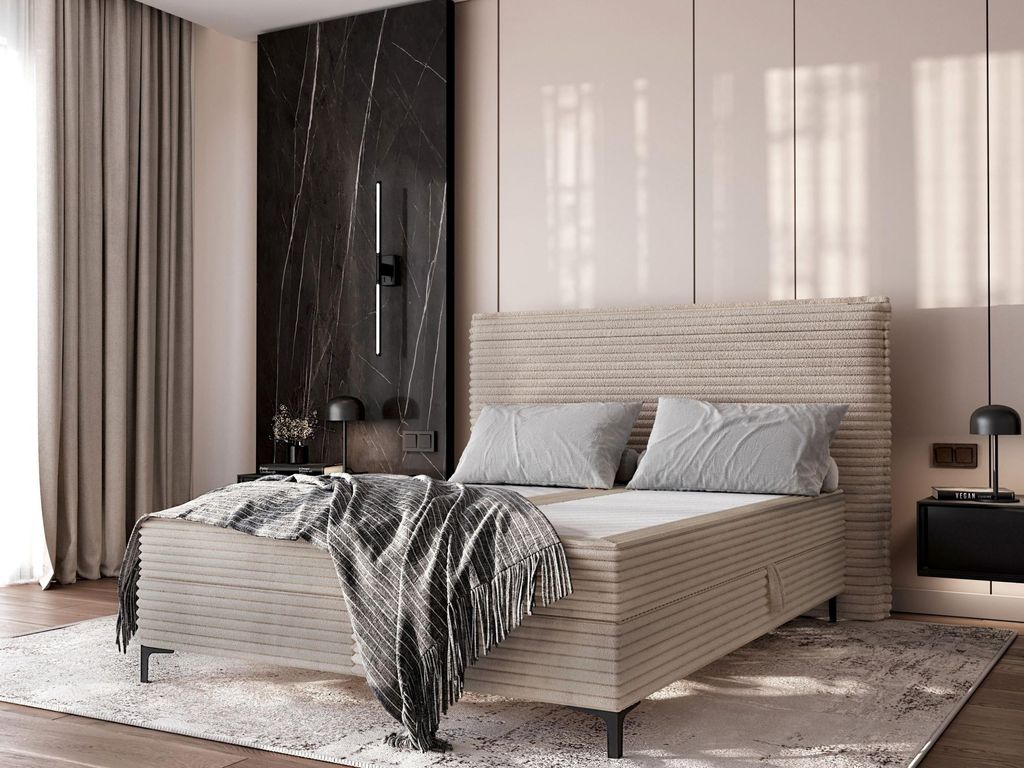 Kontinentales Bett 160x200 MADRONA - beige