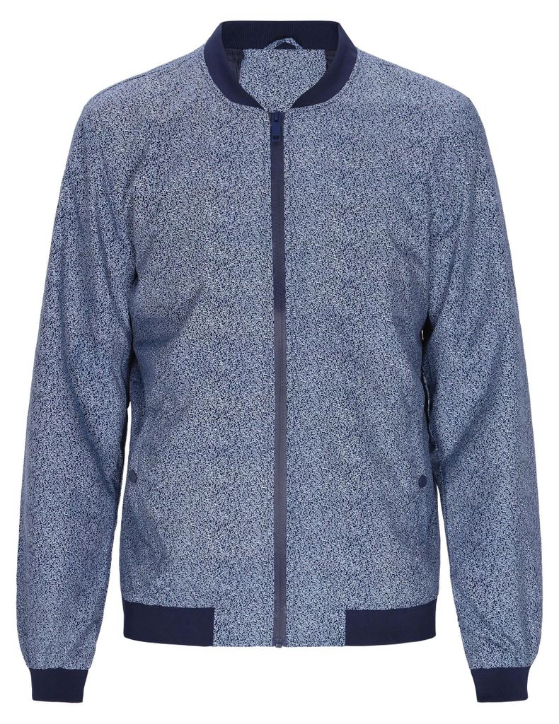 Herren Bomberjacke mit Stehkragen, lange Ärmel, blau, Größe S