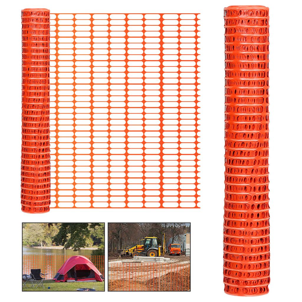 Fiqops Schutznetz aus Kunststoff 1m x 50m, Orange, Absperrzaun Bauzaun Warnnetz Auffangnetz Fangnetz Wildzaun Fangzaun Warnzaun