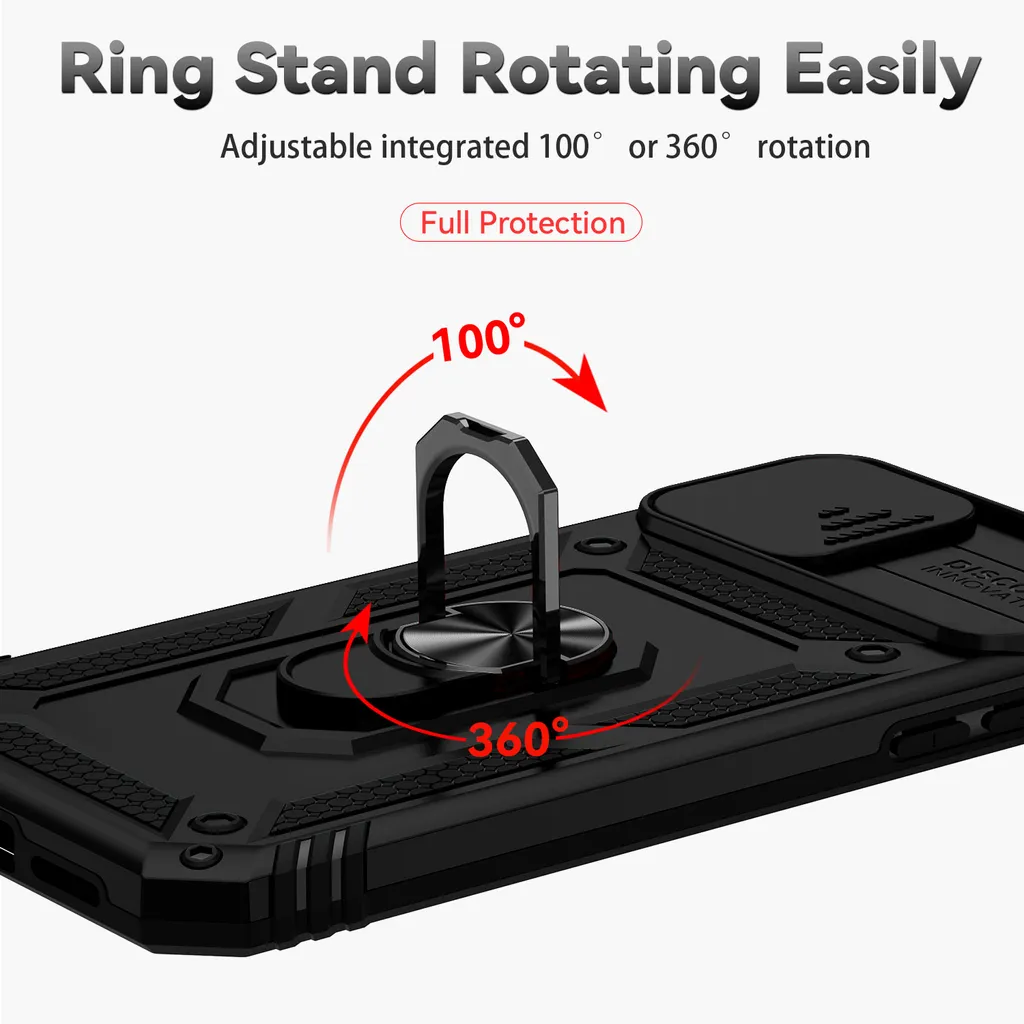 Cover Professionale iPhone XR Nera con Slider Privacy e Anello Stand - 6