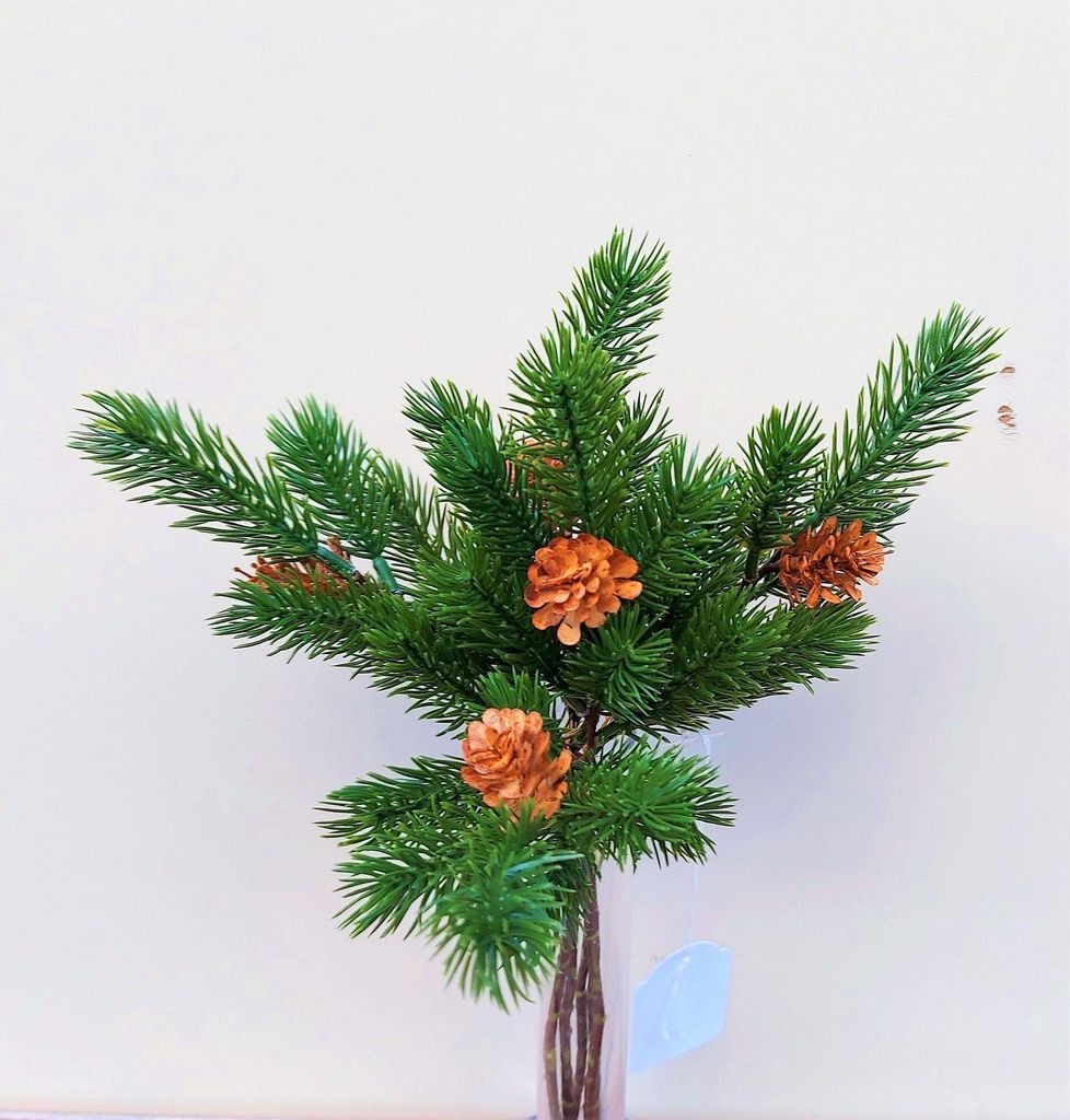 artplants.de Deko Tannenzweige BERNAHE im Bund, mit Zapfen, grün, 35cm - Kunst Strauß