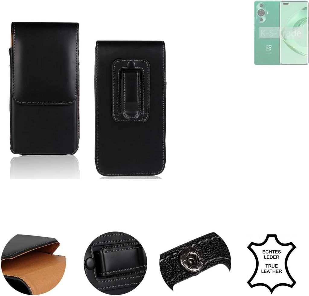 K-S-Trade Holster Gürteltasche Handy Hülle Schutzhülle kompatibel mit Huawei nova 11 Ultra Handyhülle Leder schwarz, 1x