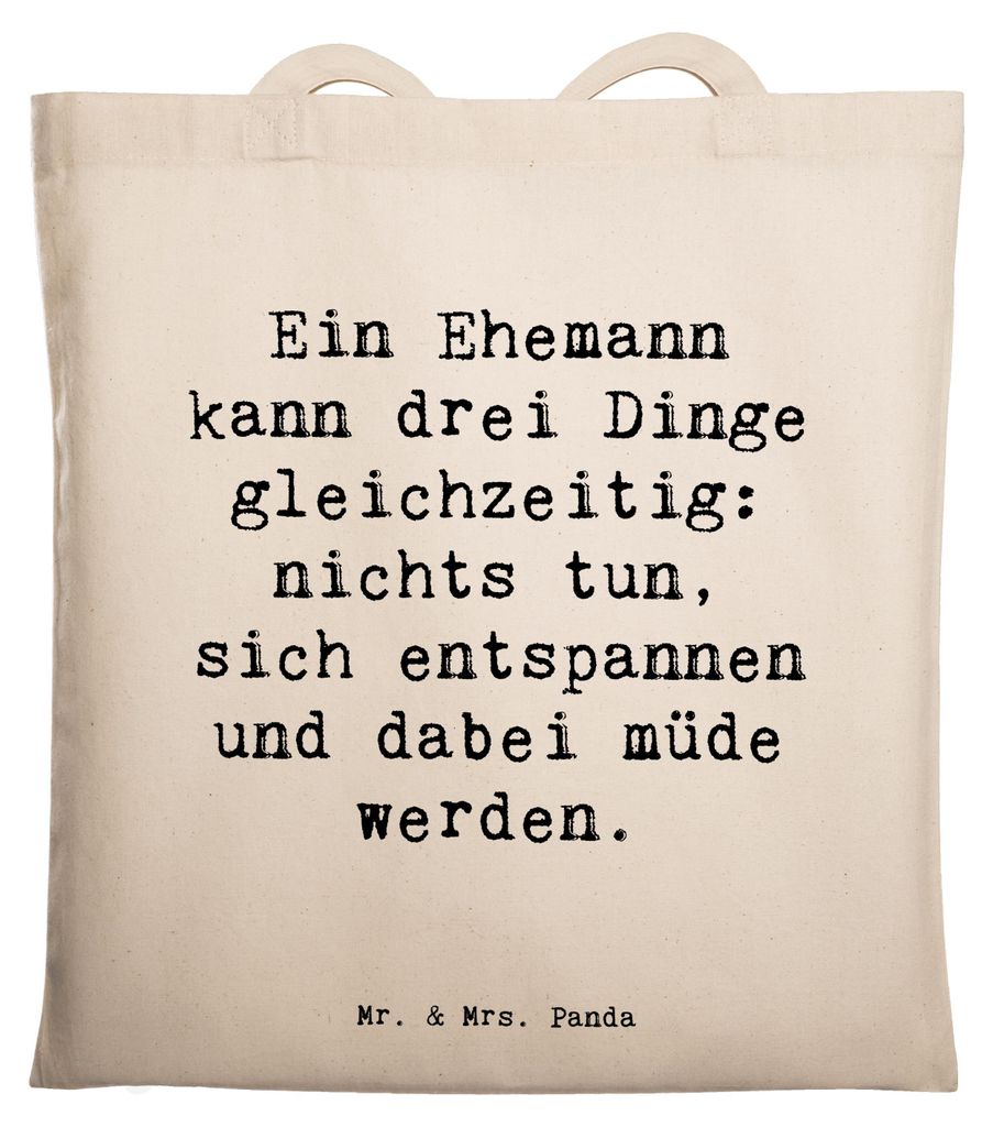 Mr. & Mrs. Panda Tote Bag Spruch Ehemann Fähigkeiten - Transparent - Geschenk, Geschenke, Tasche, Multitasking, Einkaufstasche, Liebe zum, Uni, Be...