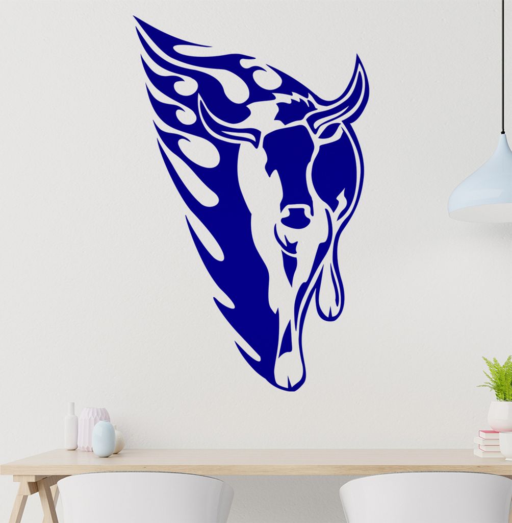 Tribal Ochse Wandtattoo in 6 Größen - Wandaufkleber Wall Sticker - Dekoration, Küche, Wohnzimmer, Schlafzimmer, Badezimmer