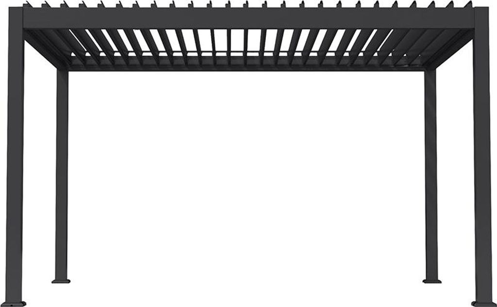 HOME DELUXE Pergola FAYLA – Elektrisch, Aluminium, Anthrazit (407 x 297 x 250 cm) | Moderne Terrassenüberdachung mit Lamellendach