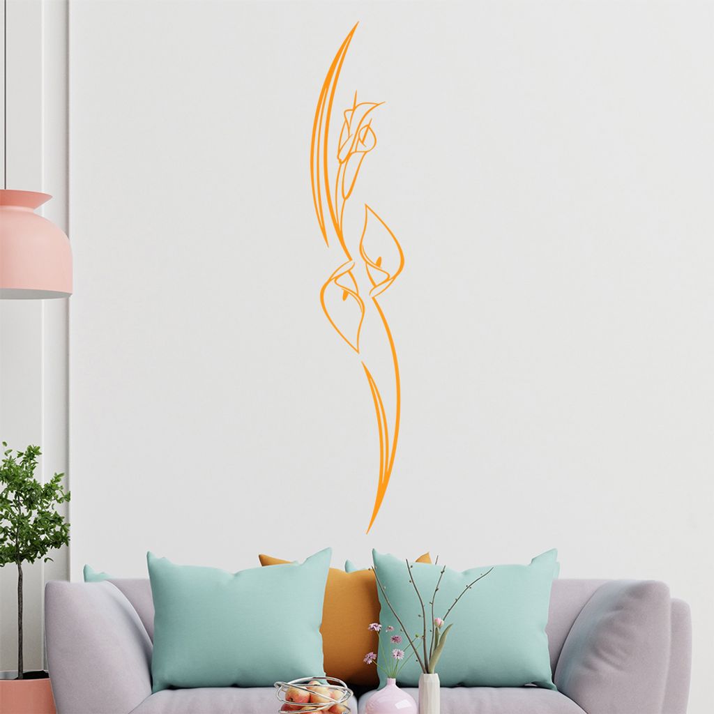 Lilien - Linien Wandtattoo in 6 Größen - Wandaufkleber Wall Sticker - Dekoration, Küche, Wohnzimmer, Schlafzimmer, Badezimmer