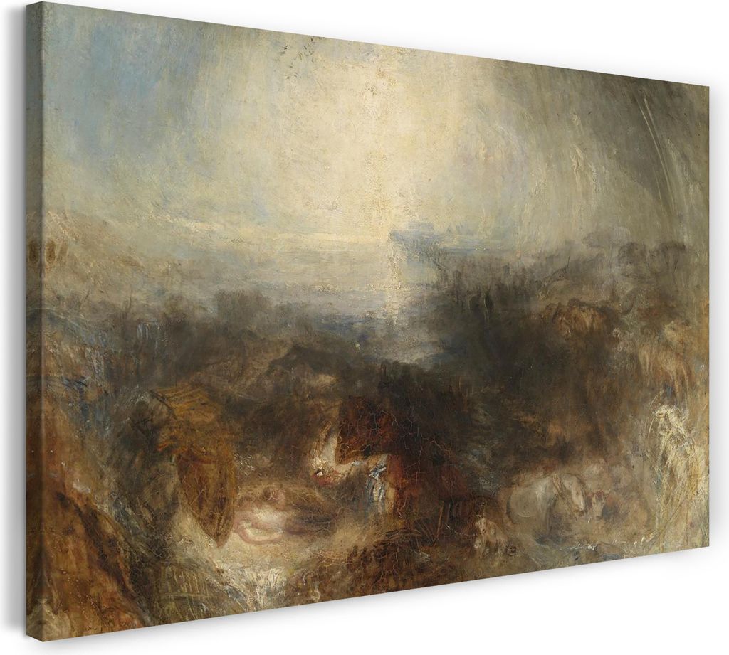 Leinwandbild (80x60cm): William Turner - Shade and Darkness - The Evening of the Deluge, echter Holz-Keilrahmen inkl. Aufhänger, handgefertigt in ...
