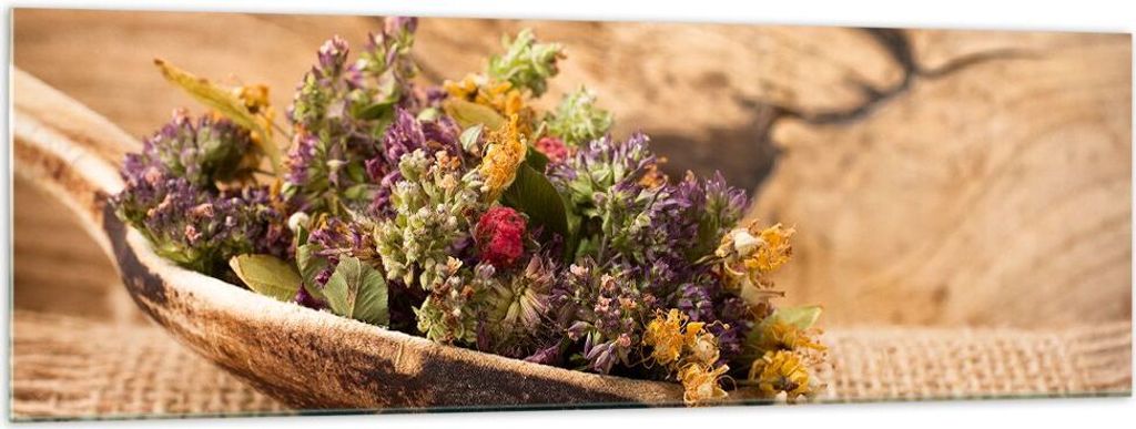 Bilder auf glas - Kraut Tee Bio getrocknete Kräuter - 160x50cm - Glasbilder - Wandbilder - Kunstdruck - Wanddekoration aus Glas - Glas Bilder - Wa...