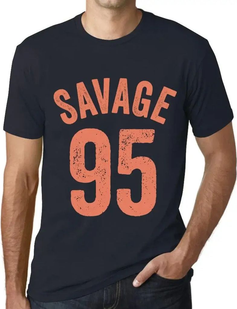 Herren Grafik T-Shirt Savage 95 Geschenk 95. Geburtstag Jahrestag 95 Jahre Jubiläum 95 Jährige Mann Jahrgang 1929 Kurzarm Lustige Druck