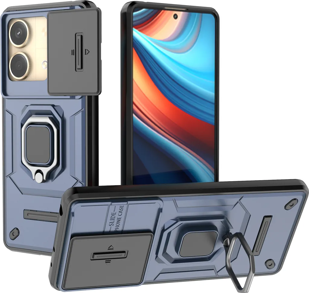 Cover Blindata Redmi Note 13R Pro 5G Blu: Protezione Militare e Ring
