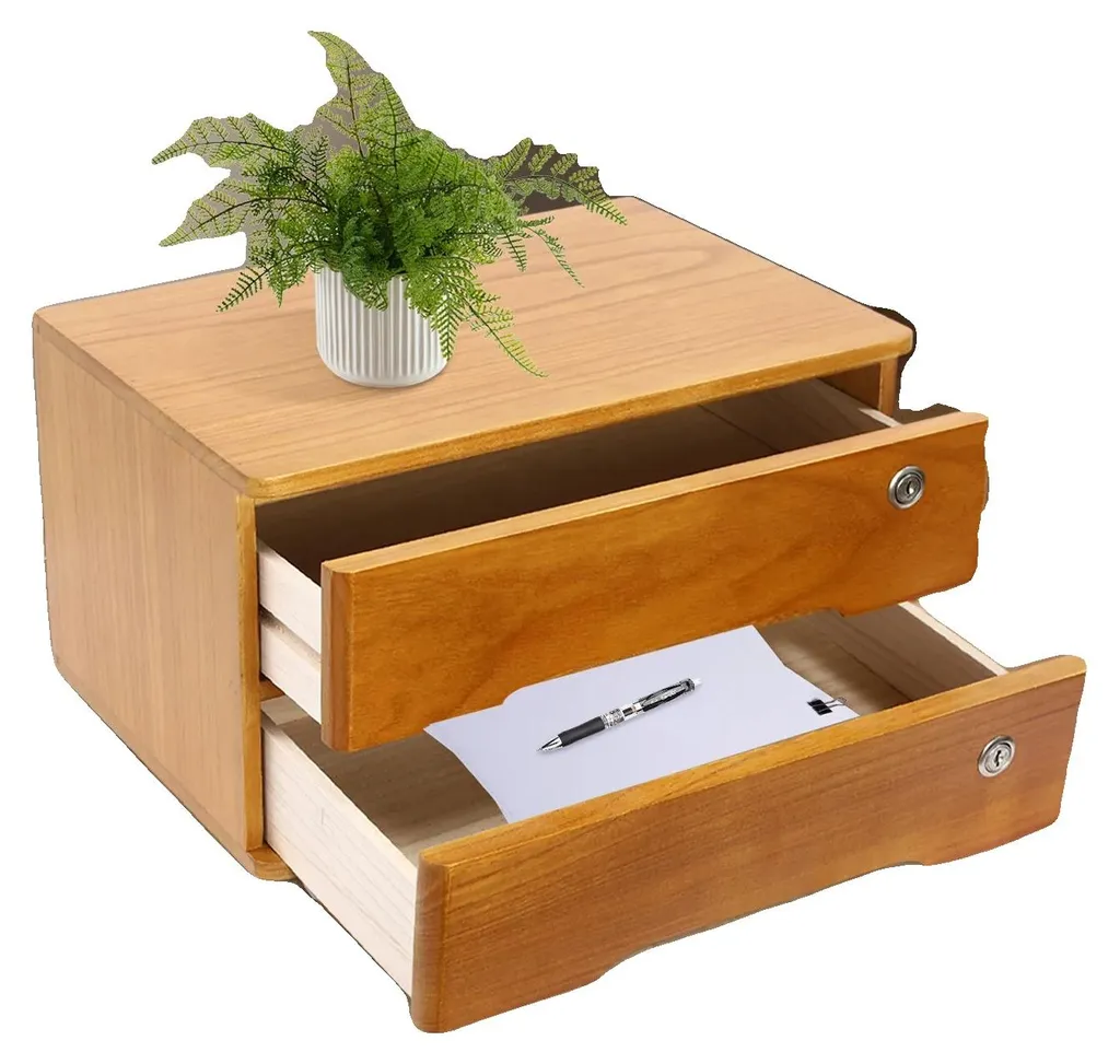 Rangement de bureau en bois 2 tiroirs avec serrure de sécurité 3kg