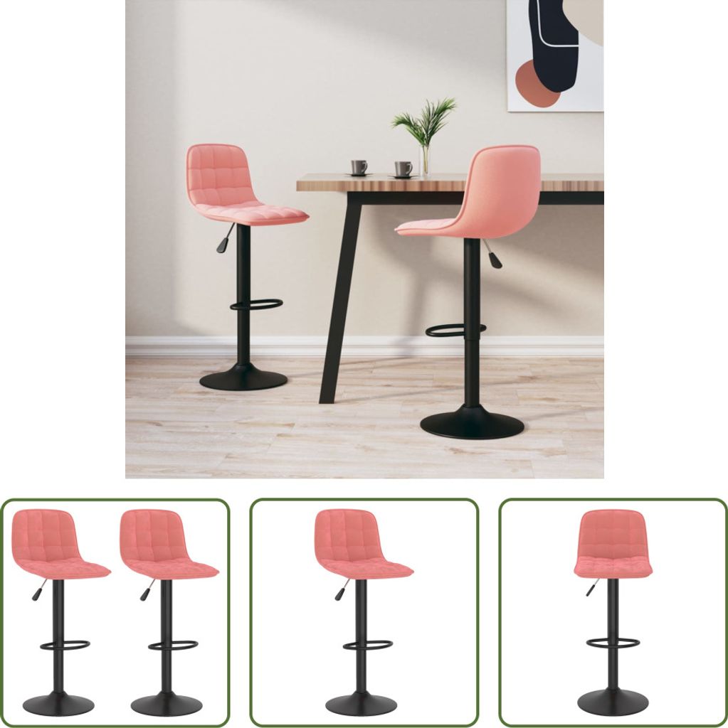 The Living Store Barhocker 2 Stk. Rosa Samt Produktbild 