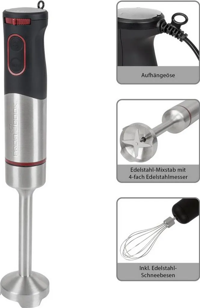 Mixeur plongeant multifonction PC-SMS 1226 inox pour soupes et purées