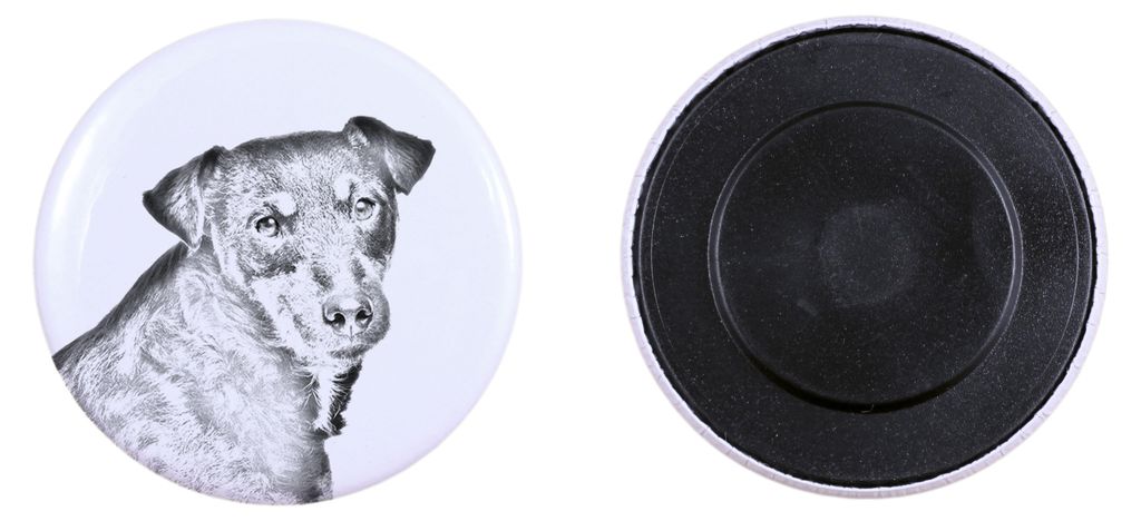 Jagdterrier Magnet mit einem Hundepfotenabdruck, außergewöhnlich leicht, starker Magnet, handgefertigtes Produkt der Marke Art-Dog