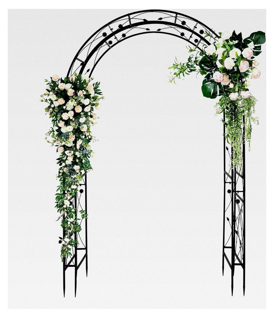 Metall-Rosenbogen, wetterfeste Rankhilfe aus pulverbeschichtetem Stahl, Rankgitter für Garten, Rosen, Pflanzen, 139,00 * 59,00 * 212,00 / Schwarz ...