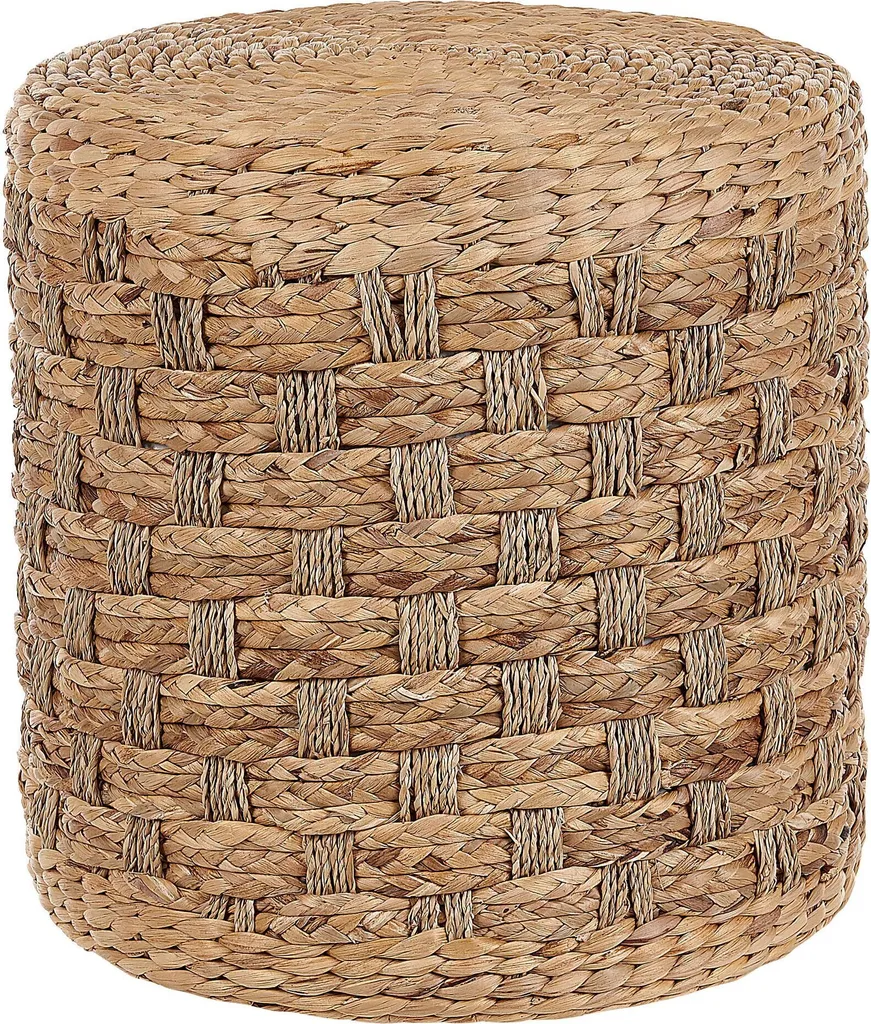 Pouf gain de place rond en jonc de mer pour petits espaces