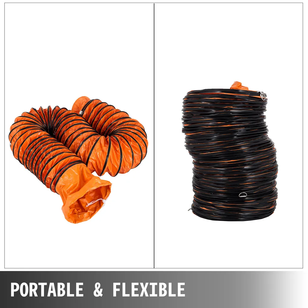 VEVOR Tubo flessibile per aria calda da 16 piedi Tubo flessibile per il trasporto dell'aria in PVC, lunghezza 4,9 m Tubo flessibile di ventilazione, peso 4,48 kg Diametro del ventilatore antideflagrante 35 x 35 x 18 cm Sistema circolare Diametro del ventilatore - 3